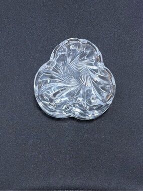 Cristal d'Arques•France•Vintage•Clover Shaped•Clear Lead Crystal Trinket Box•EUC